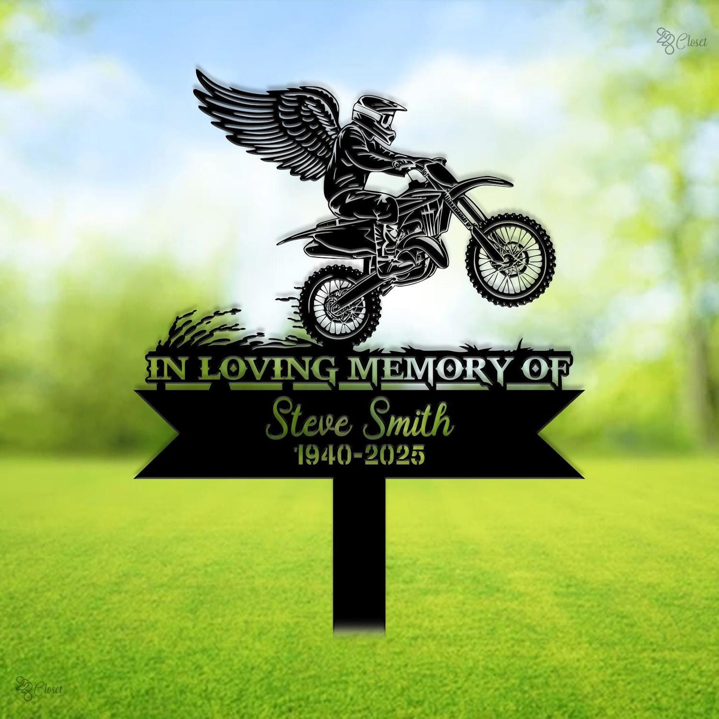Custom Motocross Memorial Sign Personalized Dirt Bike Grave Marker Motocross Sign Tribute Plaque Dirt Bike Rider Memorial Sign Grave Marker