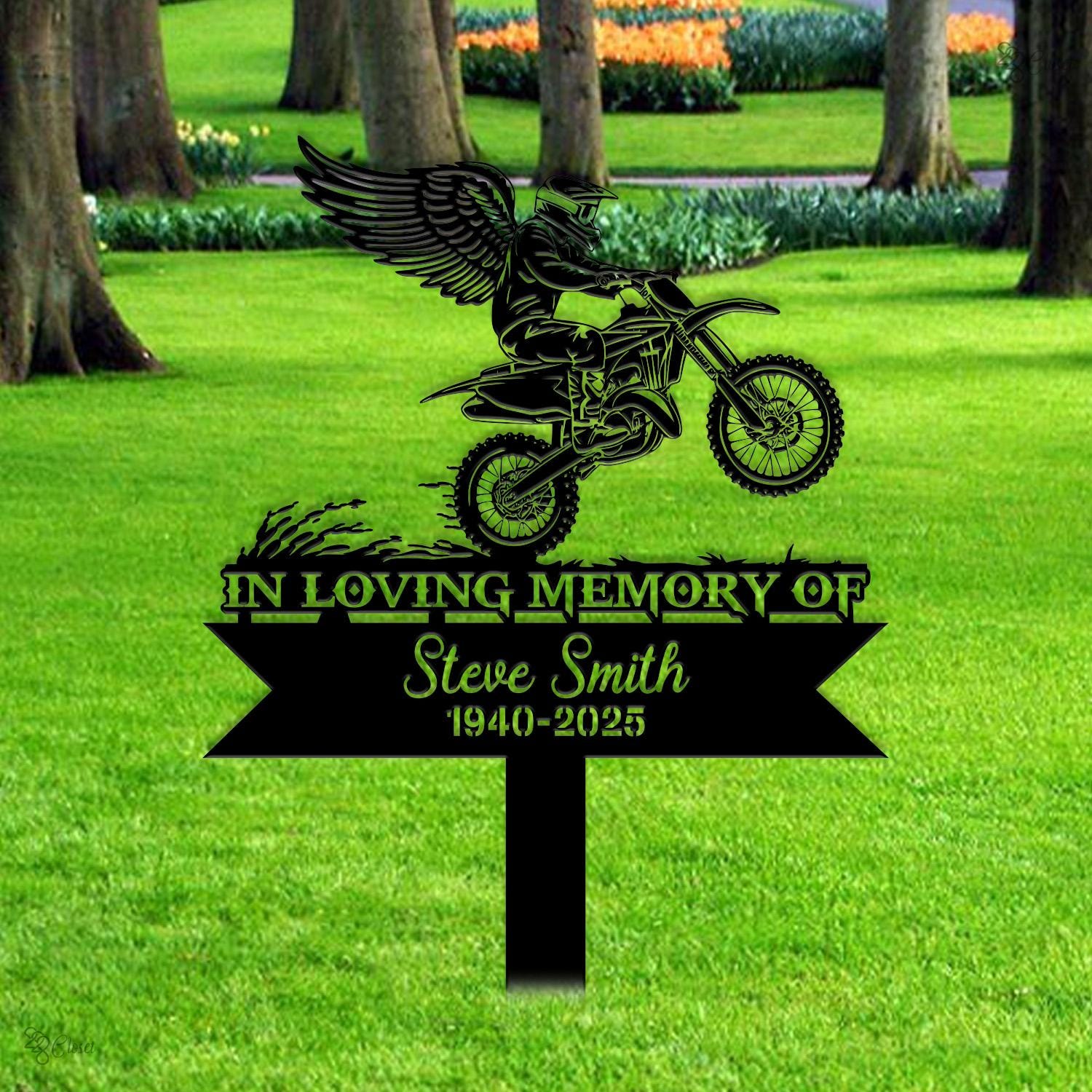 Custom Motocross Memorial Sign Personalized Dirt Bike Grave Marker Motocross Sign Tribute Plaque Dirt Bike Rider Memorial Sign Grave Marker
