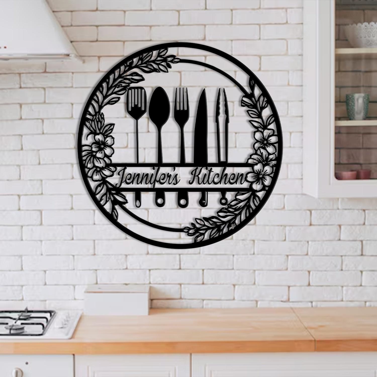 Custom Mom's Kitchen Metal Wall Art Decor, Metal Kitchen Monogram Sign, Custom Kitchen Plaque, Housewarming Kitchen Gift, Mothers day gifts