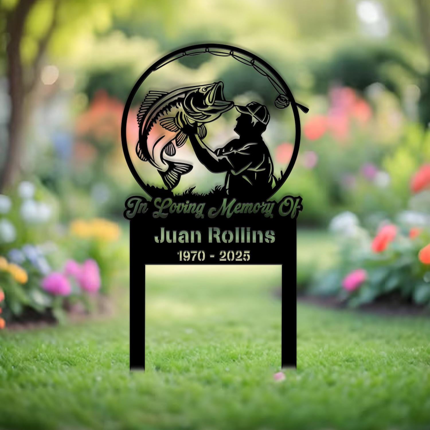 Custom Fisher Memorial Stake, Fishing Memorial Stake, Fisherman Loss, Cemetery Stake, Grave Marker, In Memorial Of Gift, Dad Loss