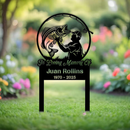 Custom Fisher Memorial Stake, Fishing Memorial Stake, Fisherman Loss, Cemetery Stake, Grave Marker, In Memorial Of Gift, Dad Loss