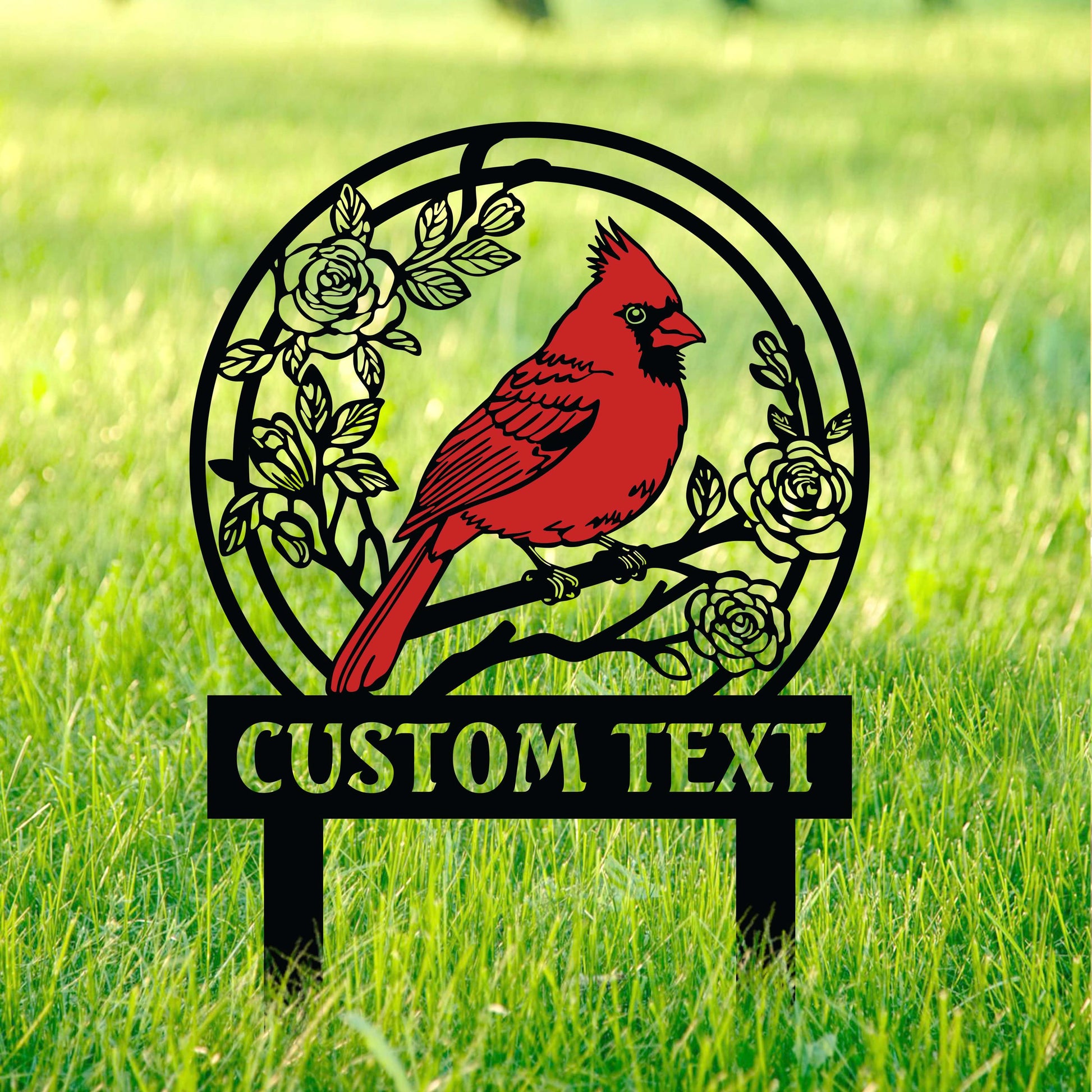 Custom Cardinals Garden Metal Sign with Stakes,Cardinal Garden Sign, Cardinal Sign, Cardinal Lover Gift Cardinal Memorial Sign, Gift for mom