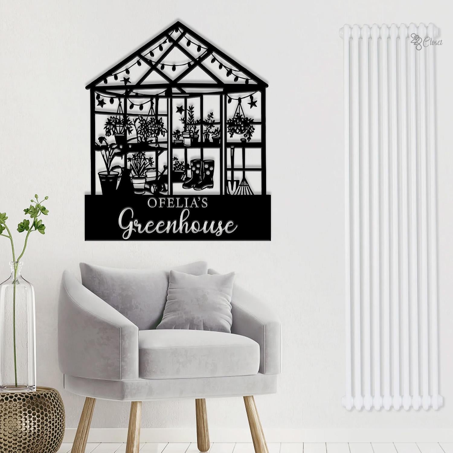 Custom Metal Greenhouse Sign, Personalized Hanging Garden Sign, Backyard Decor, Greenhouse Name Sign, Metal Garden Sign, Garden Decor