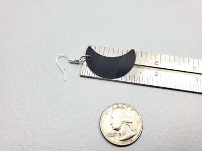 Upcycled Crescent Moon Earrings Made From Repurposed Music Records, Lunar Celestial Fashion Jewelry Moon Sillouette, Moon Shape Boho Hippie