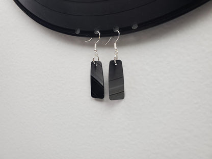 Reclaimed Bar Earrings Made From Music Records, Upcycled Rectangle Drop Earrings, Gift For Music Lover, Rock And Roll Fashion Jewelery