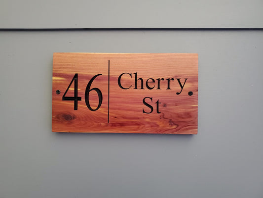 House Address Sign, Carved Wood Street Number Plaque, Custom Wooden Home Address Sign, Personalized Engraved Mahogany Cedar Cypress Hardwood