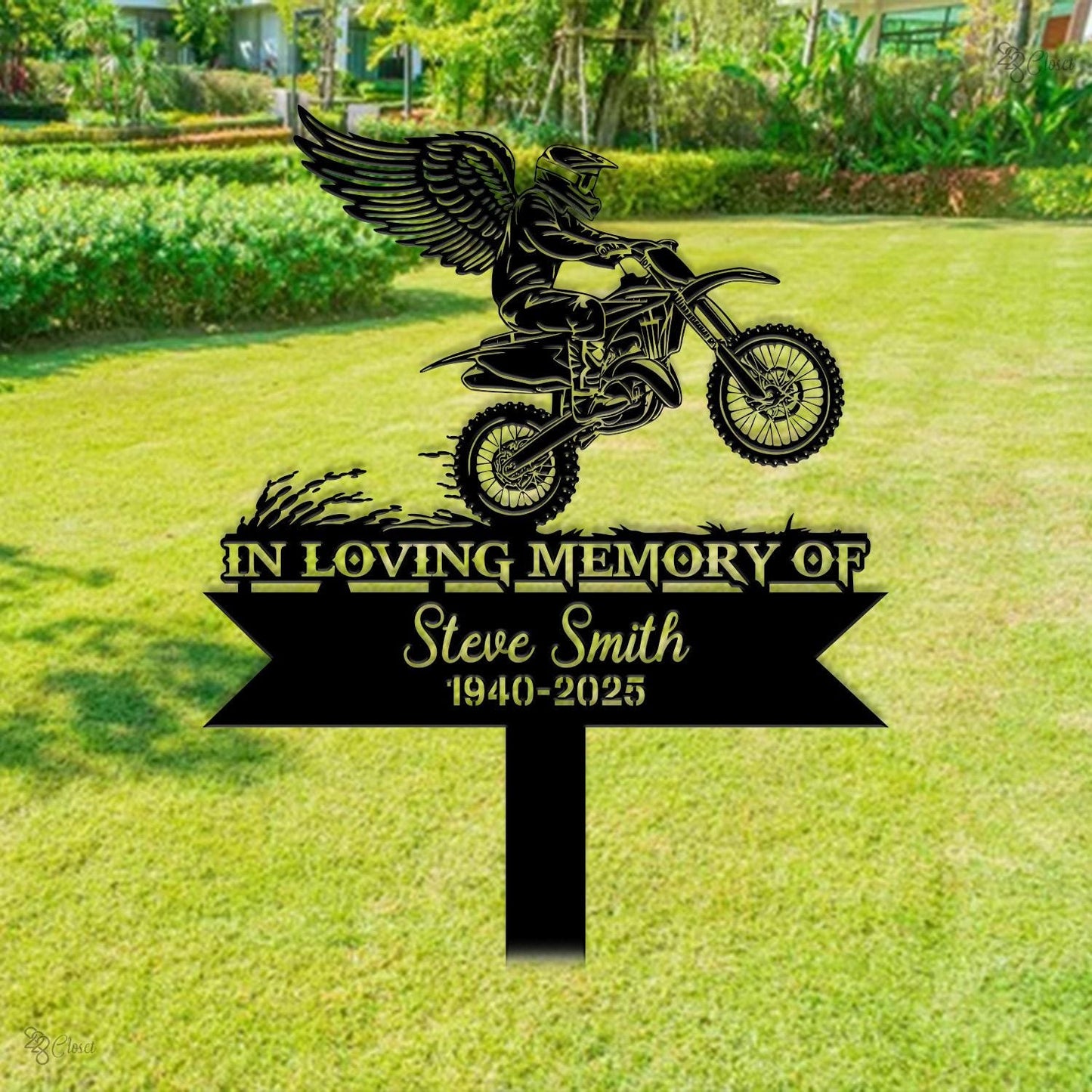 Custom Motocross Memorial Sign Personalized Dirt Bike Grave Marker Motocross Sign Tribute Plaque Dirt Bike Rider Memorial Sign Grave Marker