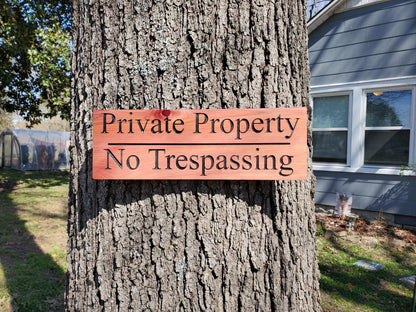 Private Property No Trespassing Carved Sign, Outdoor Posted Land Sign, Cypress Cedar Wood Plaque, CNC Carved Wooden, Exterior Outside Sign