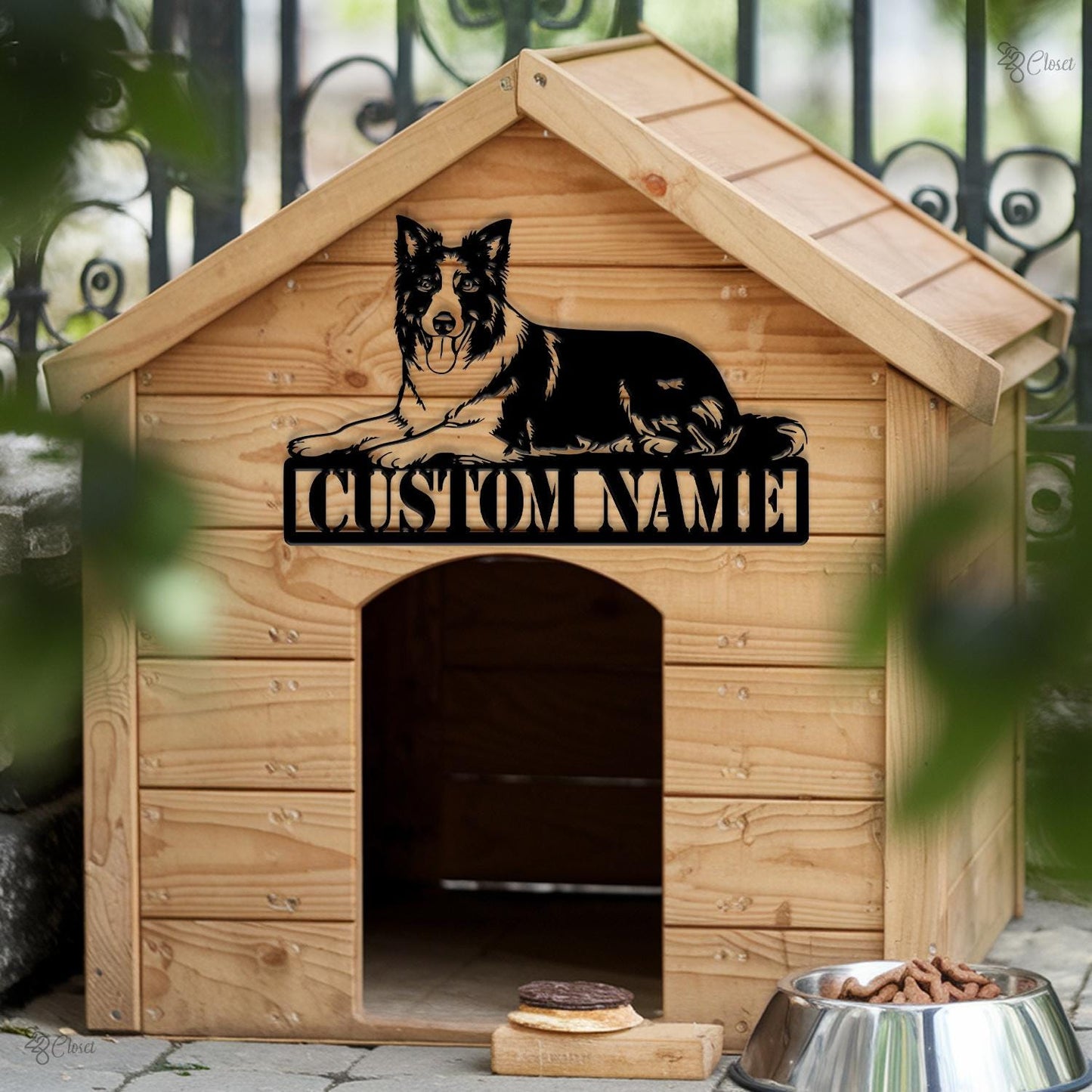 Custom Dog House Name Sign, Border Collie Metal Art, Dog House Metal, Pet Name Plaque, Pet house sign, Dog name art, Dog wall sign, Pet Gift