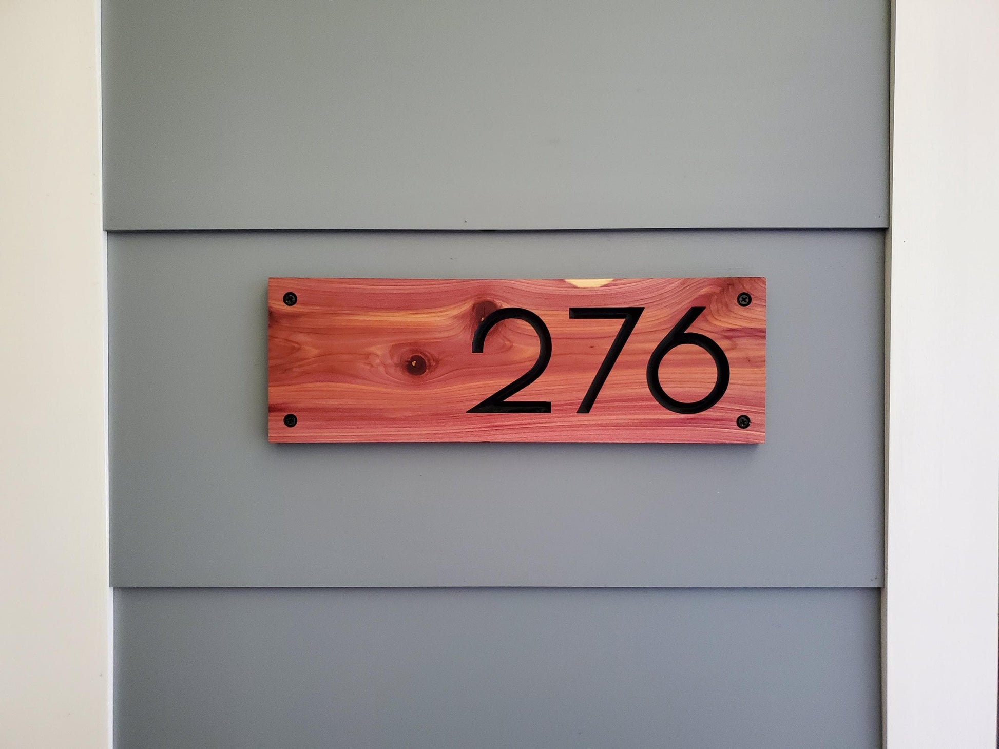 House Street Number Plaque, Modern Off Center Custom Home Sign, Carved Outdoor Wood, Personalized Address Numbers, Business Outside Sign