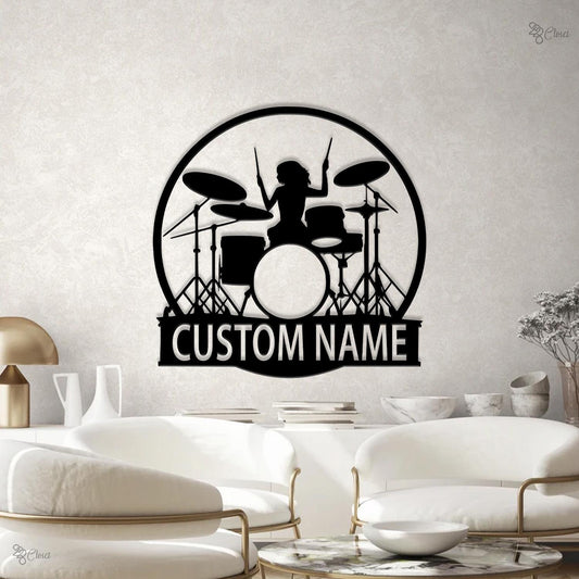 Custom Girl Drummer Metal Sign Wall, Drum Metal, Music Room Decor, Female Drummer Sign, Band Room Decor, Female Drummer Sign, Musician gift