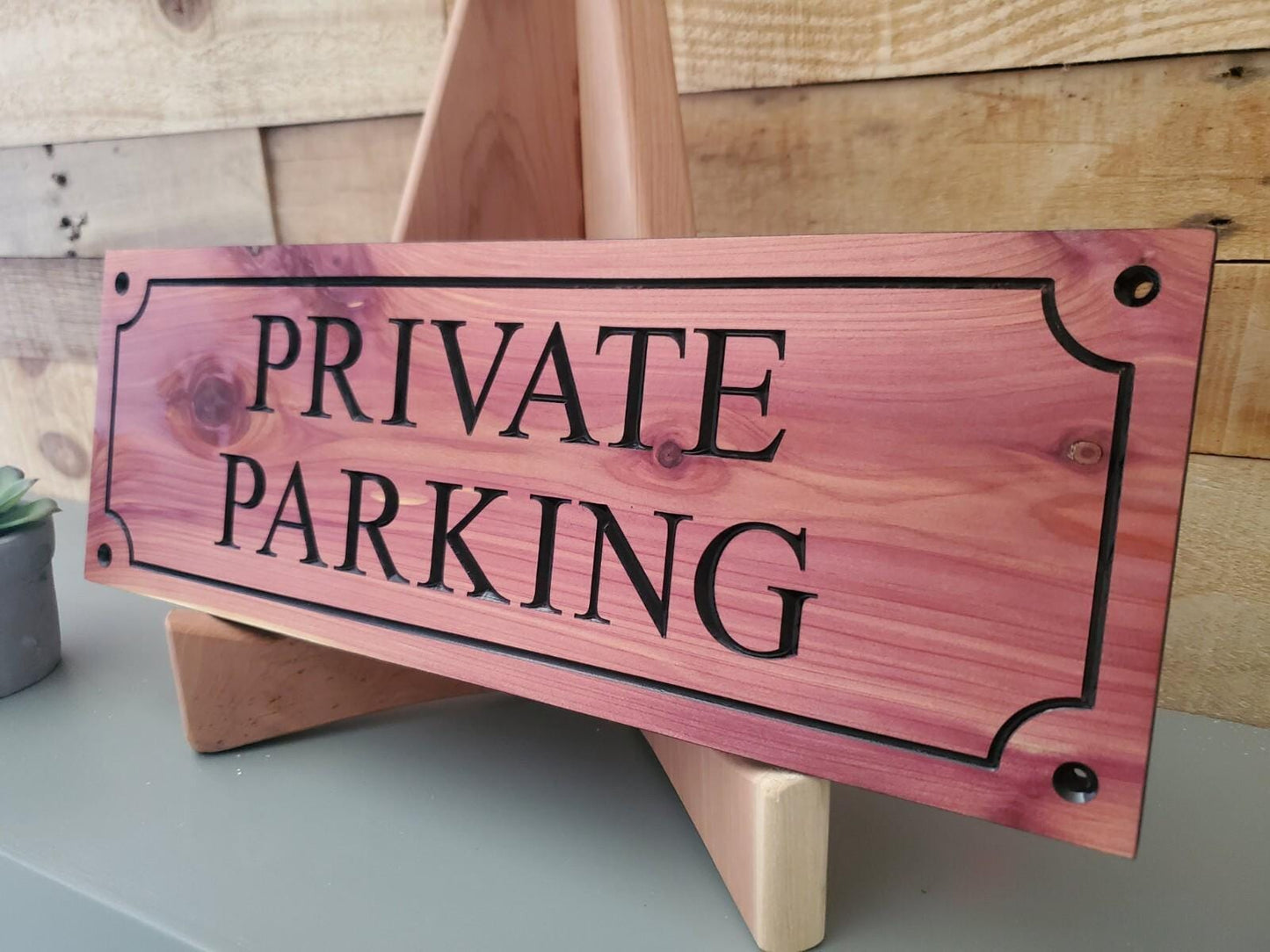Private Parking Carved Wooden Sign, Outside Private Parking Business Sign, Engraved Exterior Wood, Cedar Cypress Mahogany Private Parking