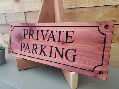 Private Parking Carved Wooden Sign, Outside Private Parking Business Sign, Engraved Exterior Wood, Cedar Cypress Mahogany Private Parking