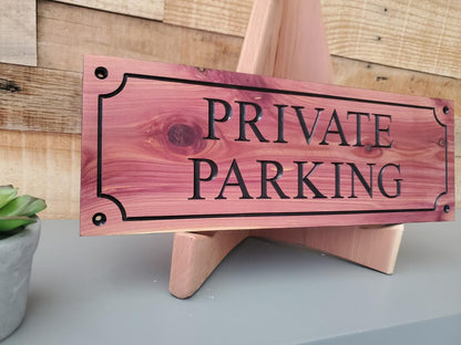Private Parking Carved Wooden Sign, Outside Private Parking Business Sign, Engraved Exterior Wood, Cedar Cypress Mahogany Private Parking