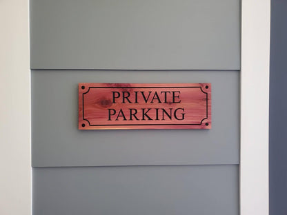 Private Parking Carved Wooden Sign, Outside Private Parking Business Sign, Engraved Exterior Wood, Cedar Cypress Mahogany Private Parking
