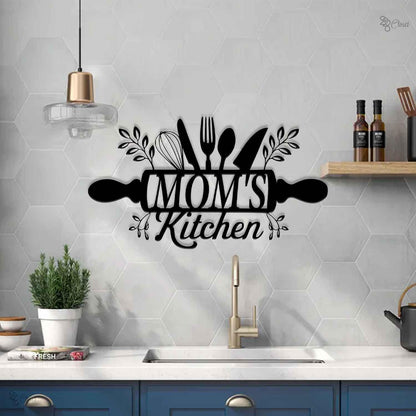 Custom Mom’s Kitchen Metal Sign, Mom’s Cooking Utensils Metal, Gift for mom, Family kitchen sign, Baking wall art, Rolling sign,Home kitchen