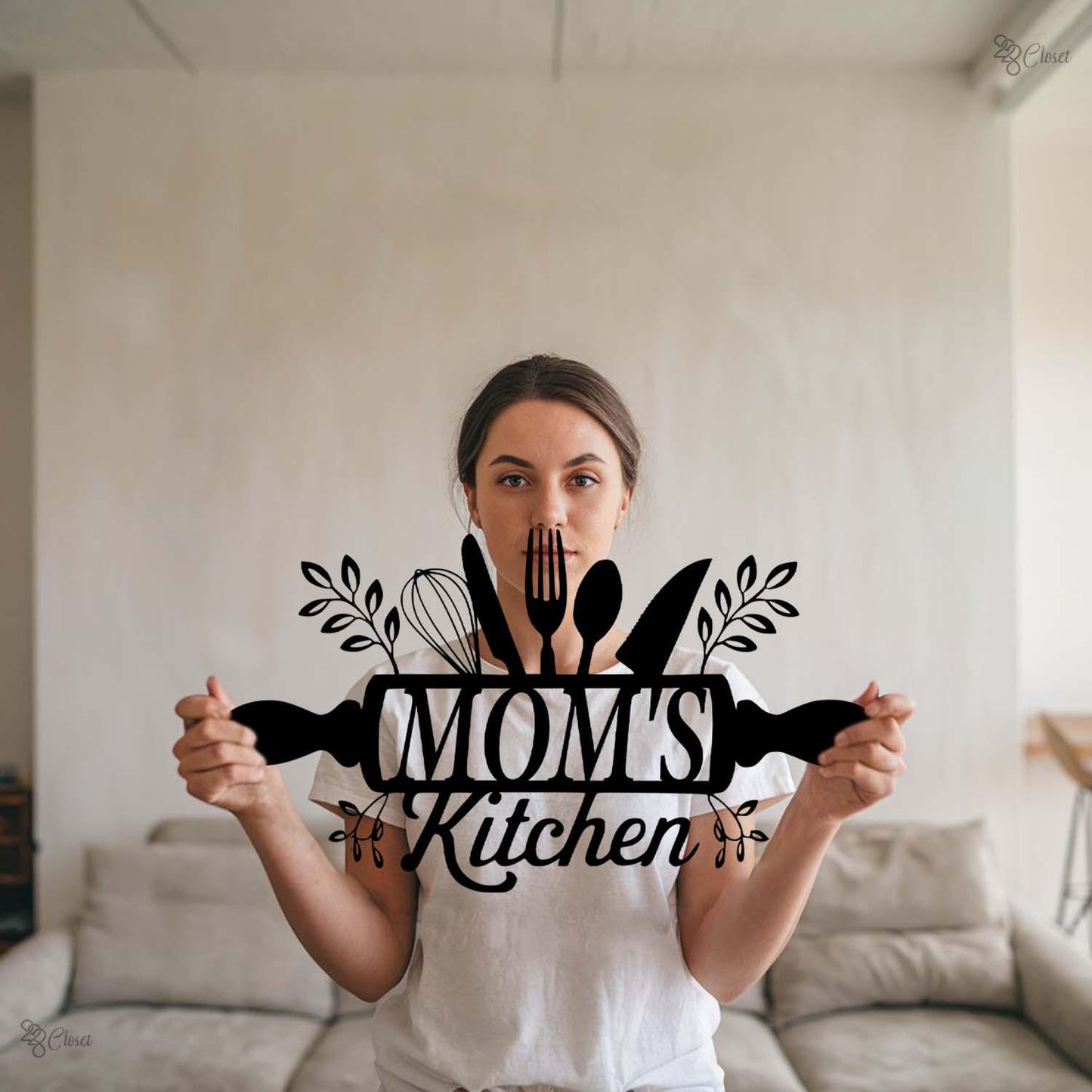 Custom Mom’s Kitchen Metal Sign, Mom’s Cooking Utensils Metal, Gift for mom, Family kitchen sign, Baking wall art, Rolling sign,Home kitchen