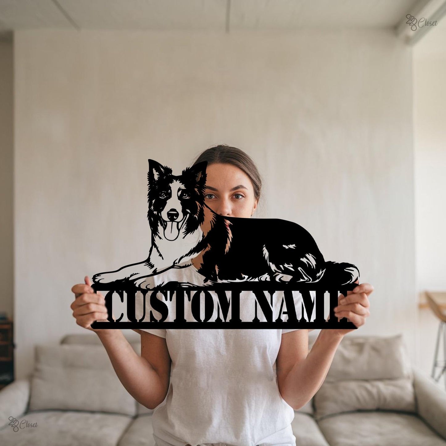 Custom Dog House Name Sign, Border Collie Metal Art, Dog House Metal, Pet Name Plaque, Pet house sign, Dog name art, Dog wall sign, Pet Gift