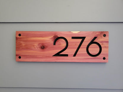 House Street Number Plaque, Modern Off Center Custom Home Sign, Carved Outdoor Wood, Personalized Address Numbers, Business Outside Sign