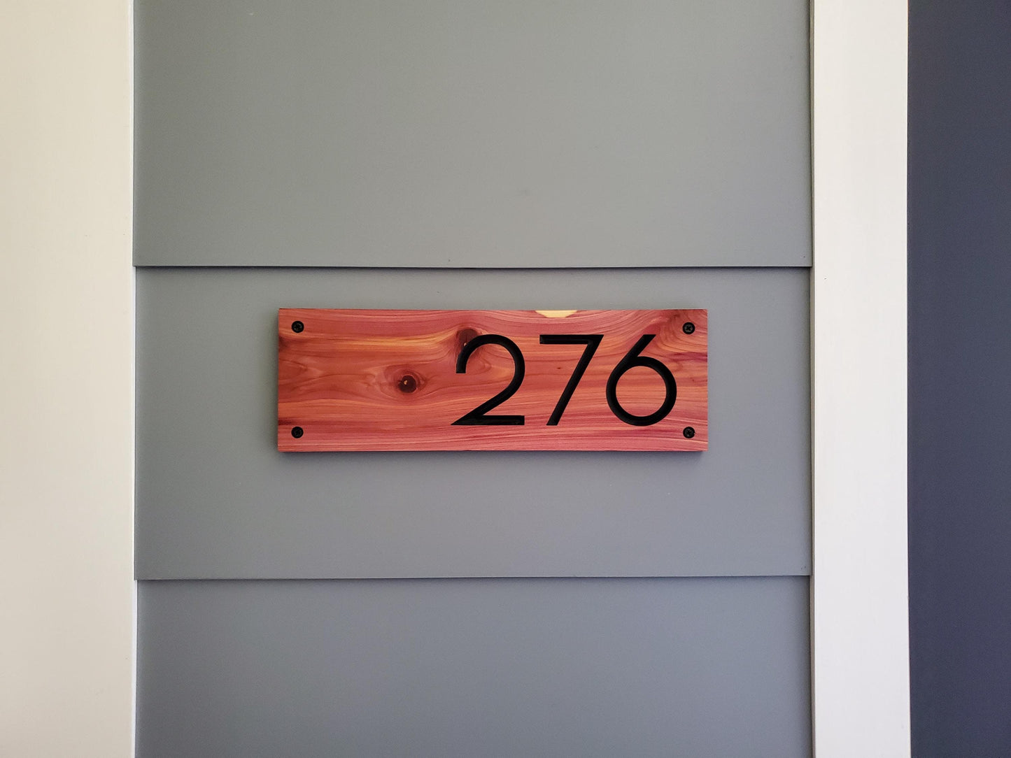 House Street Number Plaque, Modern Off Center Custom Home Sign, Carved Outdoor Wood, Personalized Address Numbers, Business Outside Sign