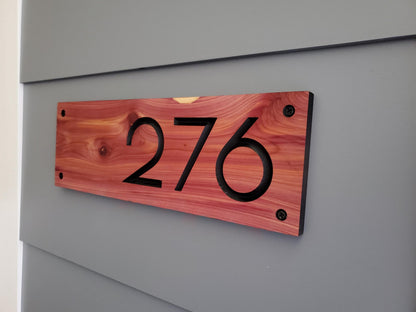 House Street Number Plaque, Modern Off Center Custom Home Sign, Carved Outdoor Wood, Personalized Address Numbers, Business Outside Sign