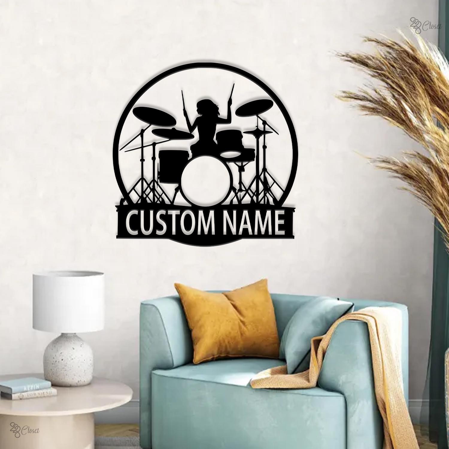Custom Girl Drummer Metal Sign Wall, Drum Metal, Music Room Decor, Female Drummer Sign, Band Room Decor, Female Drummer Sign, Musician gift