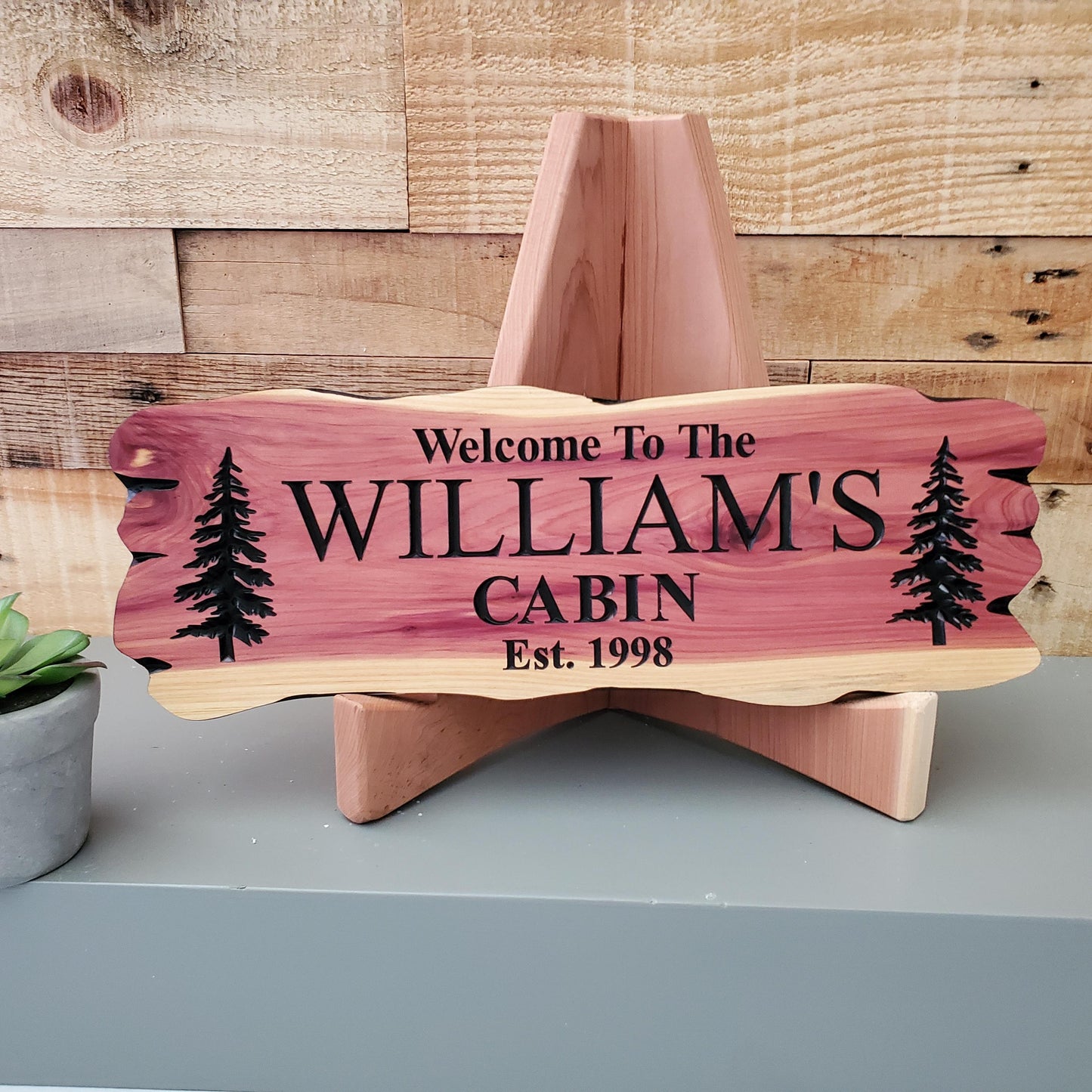 Outdoor Custom Family Name Cabin Sign, Personalized Rustic Exterior Wooden Plaque, Last Name Established Date Carved Wood Outside Sign