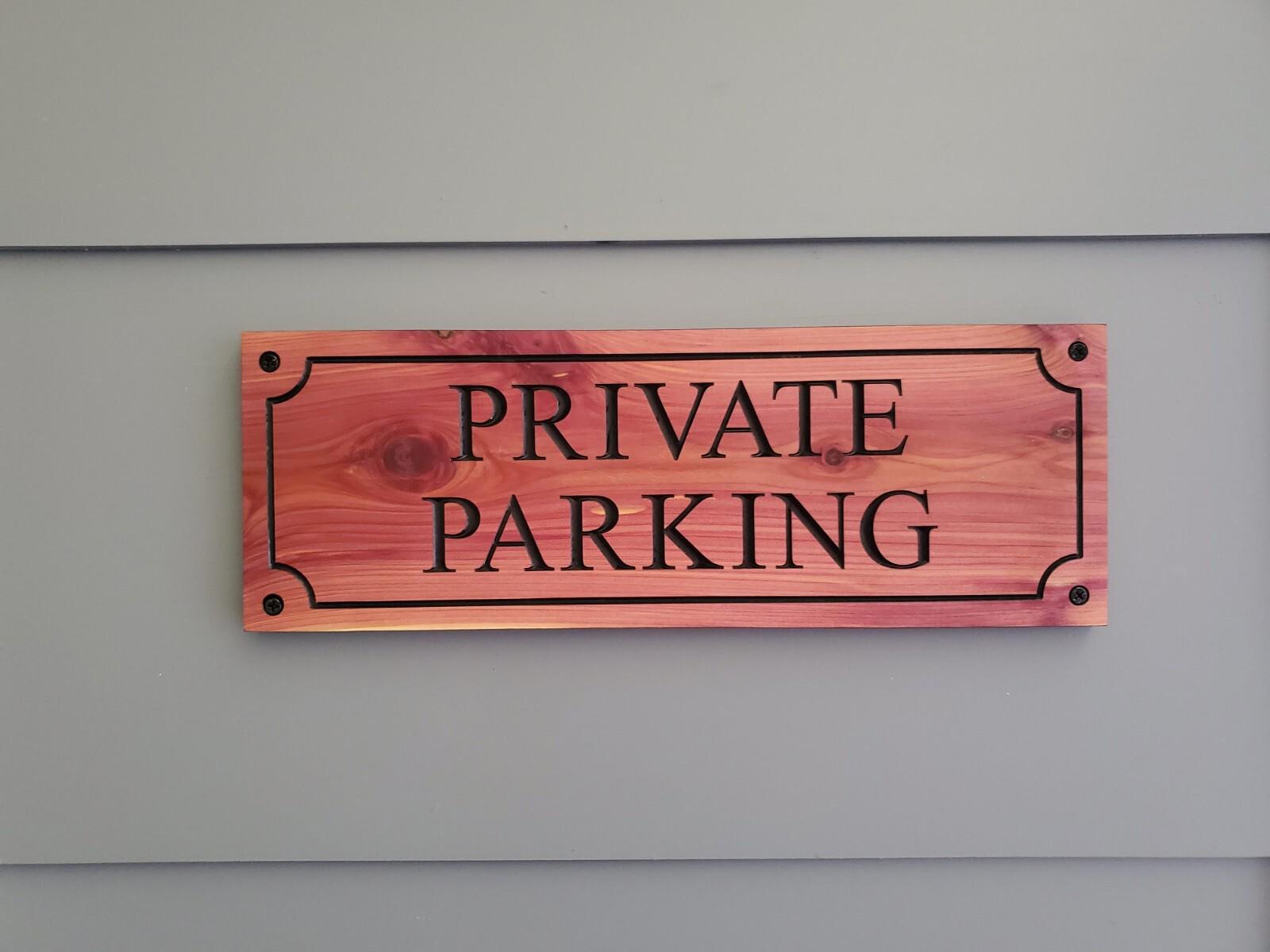 Private Parking Carved Wooden Sign, Outside Private Parking Business Sign, Engraved Exterior Wood, Cedar Cypress Mahogany Private Parking