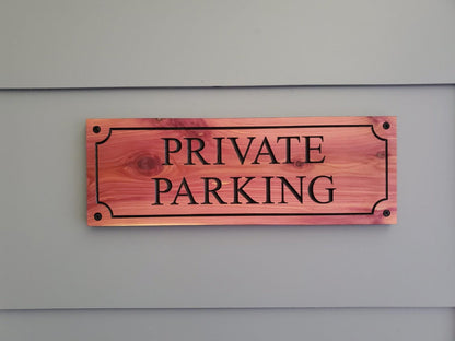 Private Parking Carved Wooden Sign, Outside Private Parking Business Sign, Engraved Exterior Wood, Cedar Cypress Mahogany Private Parking