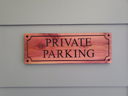 Private Parking Carved Wooden Sign, Outside Private Parking Business Sign, Engraved Exterior Wood, Cedar Cypress Mahogany Private Parking