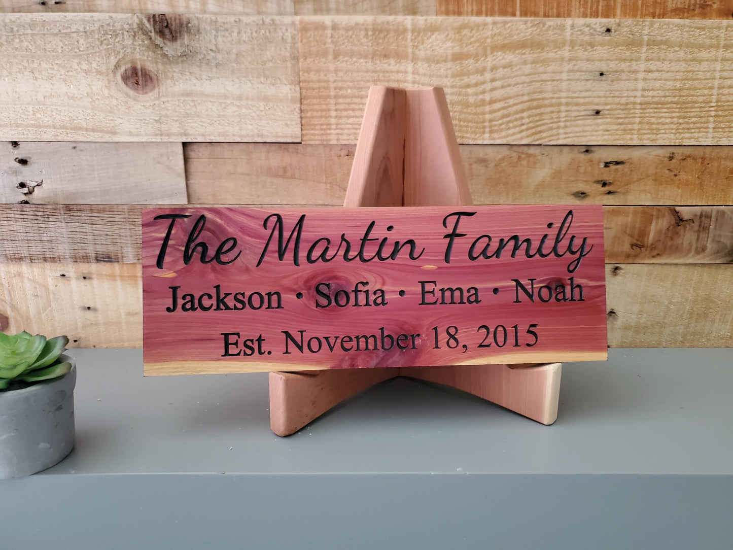 Custom Carved Wood Family Names Sign, Personalized Wooden Plaque, Last Name Established Date Carving, Family Wall Art, Cedar Walnut Mahogany