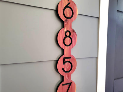 Modern Address Sign, Vertical Custom Carved Wood House Number Plaque, Mid Century Modern Style, Art Deco Home Address Plaque, Contemporary