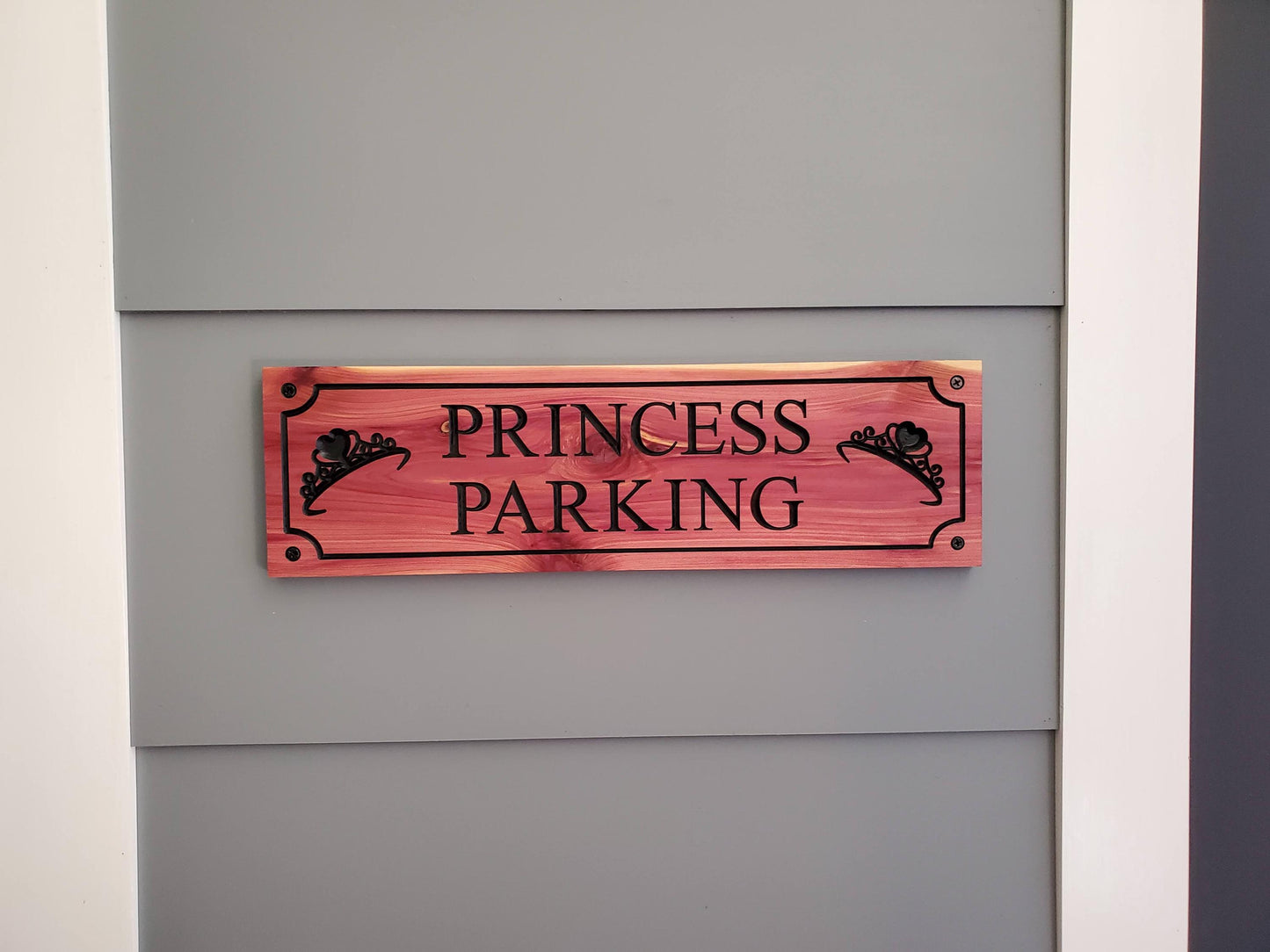 Custom Parking Carved Wooden Sign, Personalized Outside Business Parking Sign, Princess Parking Exterior Wood Sign, Cedar Cypress Mahogany