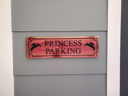 Custom Parking Carved Wooden Sign, Personalized Outside Business Parking Sign, Princess Parking Exterior Wood Sign, Cedar Cypress Mahogany