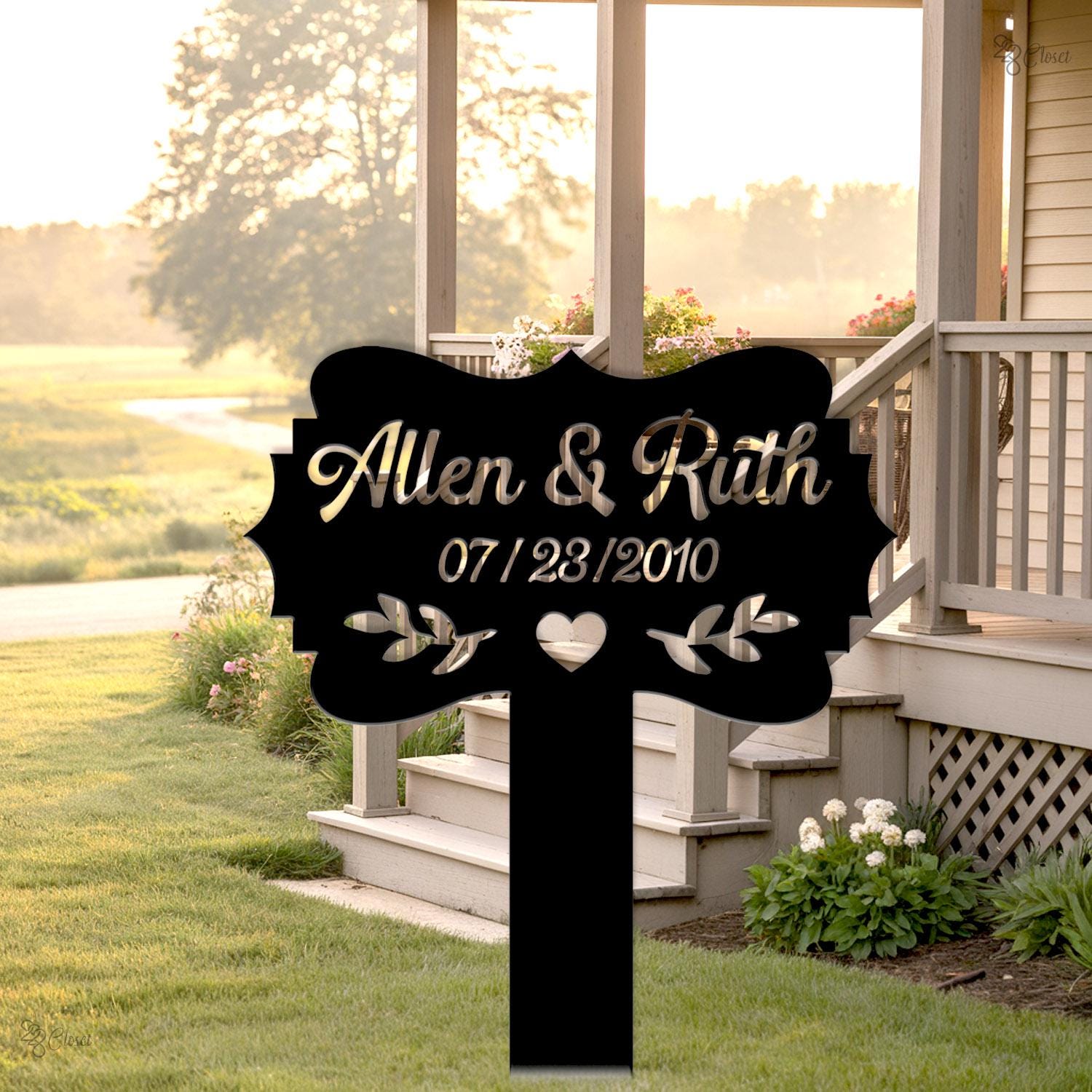 Custom Memorial Garden Sign, Remembrance Sign, Memorial Yard Sign with Flower, Sympathy Gift, Memorial gift, Flower garden sign, Garden sign
