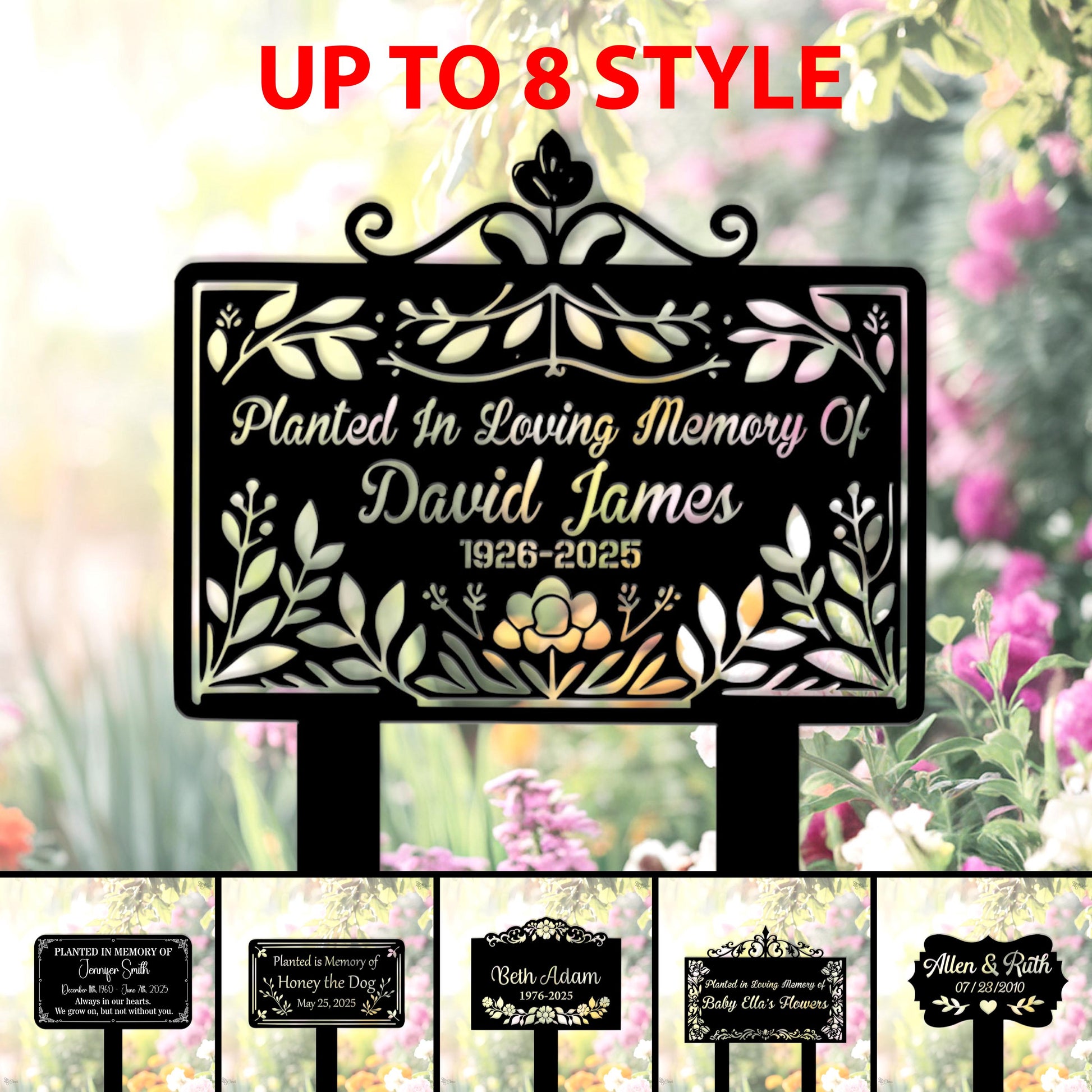 Custom Memorial Garden Sign, Remembrance Sign, Memorial Yard Sign with Flower, Sympathy Gift, Memorial gift, Flower garden sign, Garden sign
