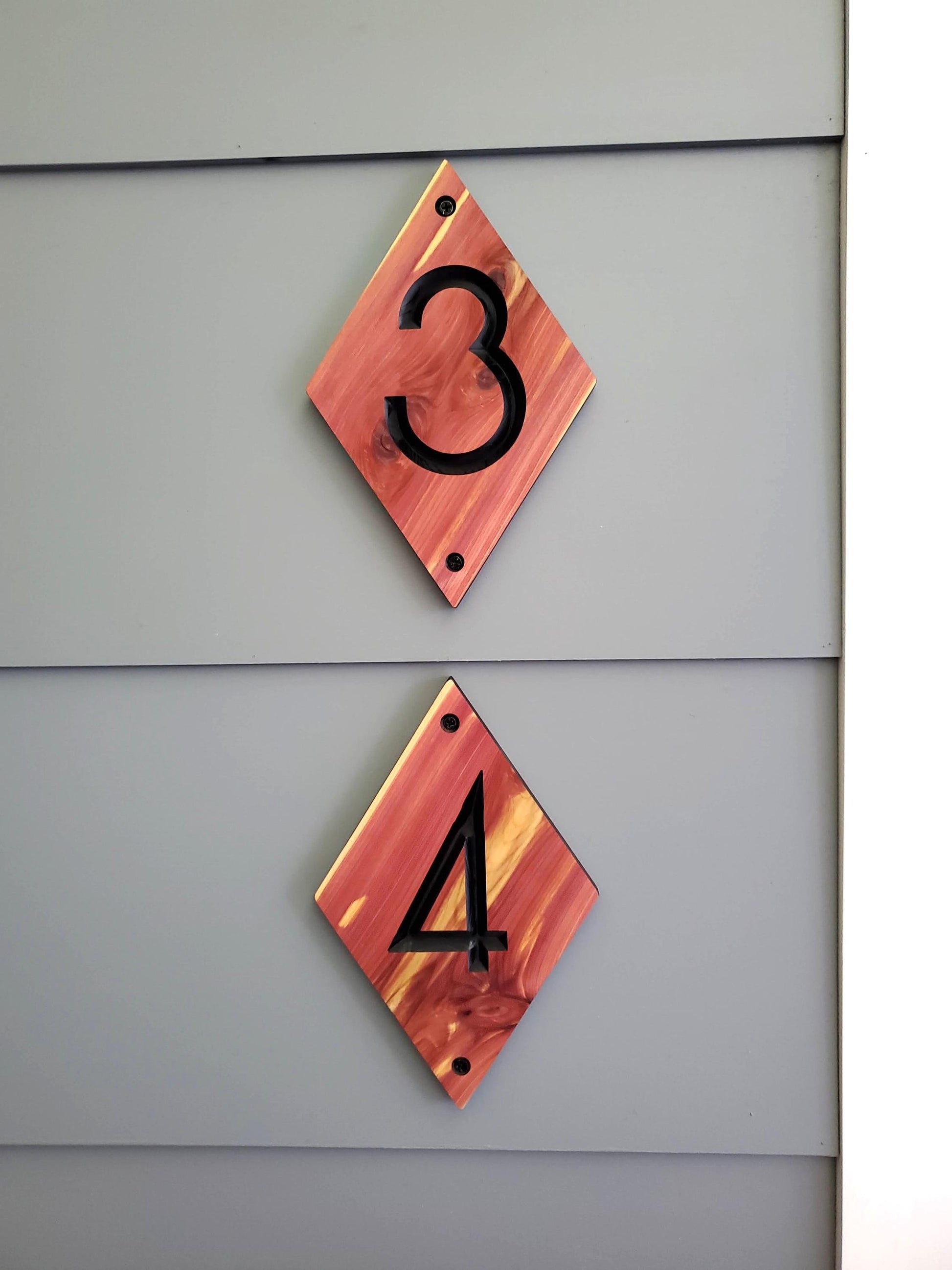 House Street Number Plaque, Custom Modern Home Sign, Diamond Carved Wood, Personalized Home Address Numbers, MCM Condo Business Numbers Sign