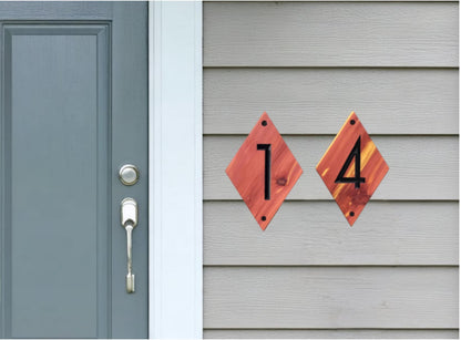 House Street Number Plaque, Custom Modern Home Sign, Diamond Carved Wood, Personalized Home Address Numbers, MCM Condo Business Numbers Sign