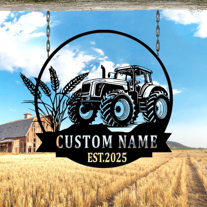 Custom Farm Sign with Tractor, Personalized Metal Barn Sign, Gift for farm, Farmhouse Tractor Wall, Barn decor, Tractor sign,Farm yard decor