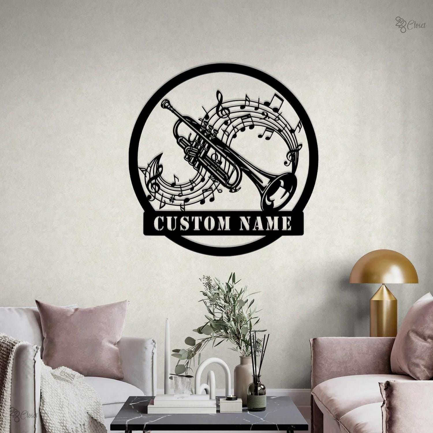 Custom Trumpet Metal, Personalized Music Sign, Musician Gift, Musical Decor, Music Lover Wall,Trumpet Player Custom,Music Teacher,Band Music