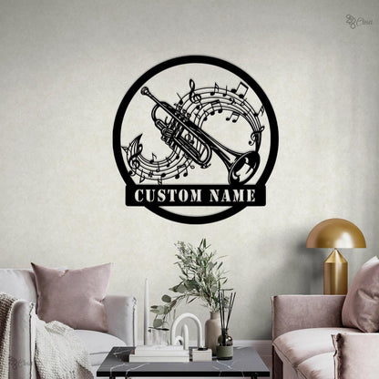 Custom Trumpet Metal, Personalized Music Sign, Musician Gift, Musical Decor, Music Lover Wall,Trumpet Player Custom,Music Teacher,Band Music
