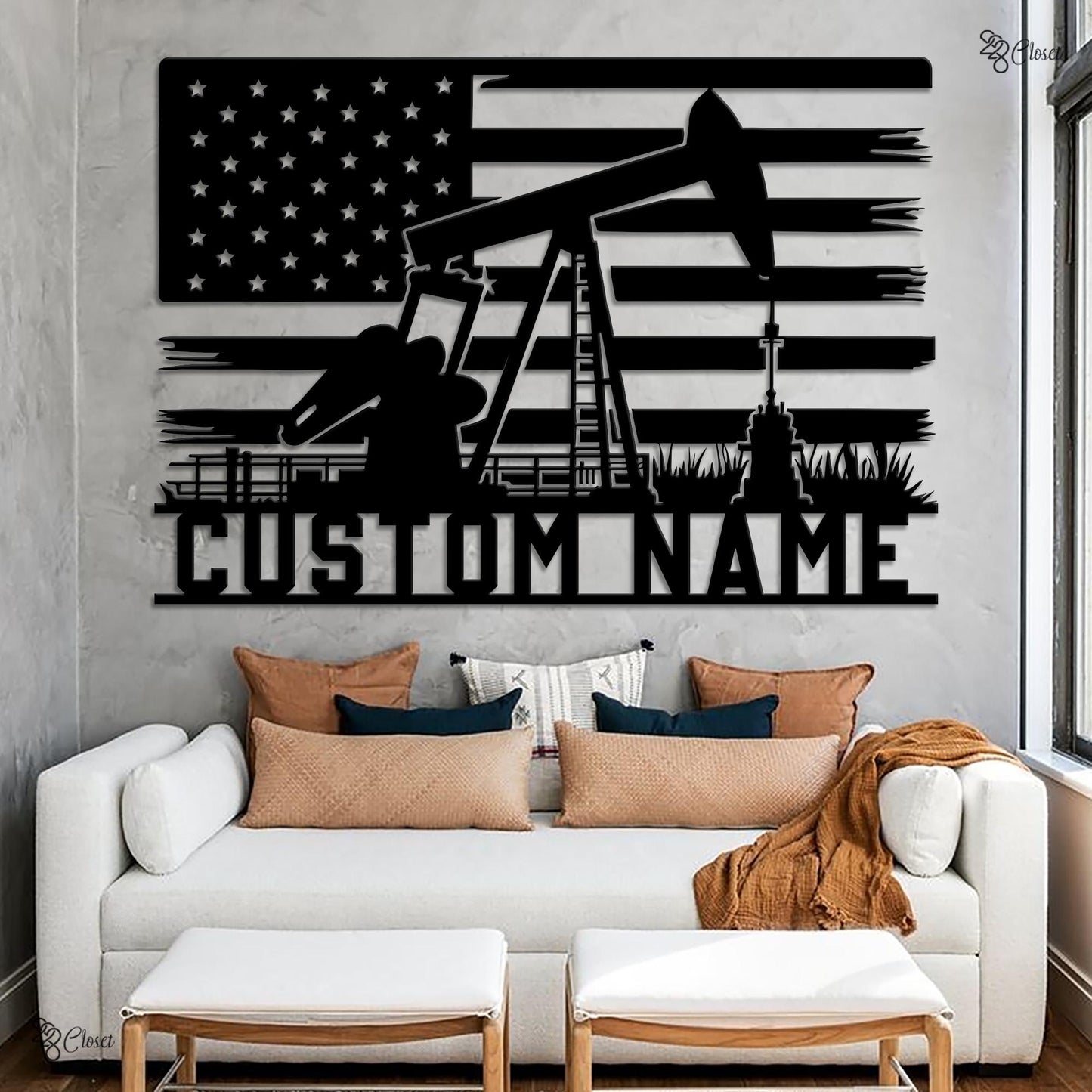 Custom Oilfield Worker Sign, American Flag Oil Rig Decor, Oil Rig Flag Art, Rig Decor Gift, Oil rig name sign,Worker sign,Gift for Roughneck