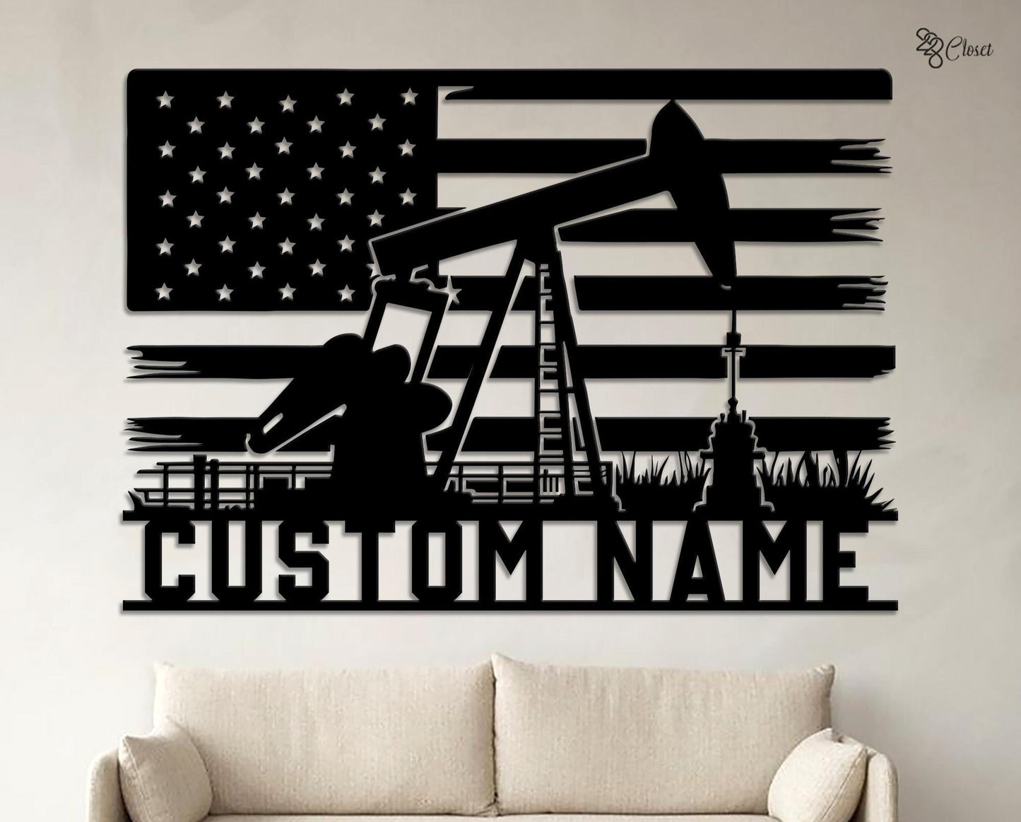 Custom Oilfield Worker Sign, American Flag Oil Rig Decor, Oil Rig Flag Art, Rig Decor Gift, Oil rig name sign,Worker sign,Gift for Roughneck
