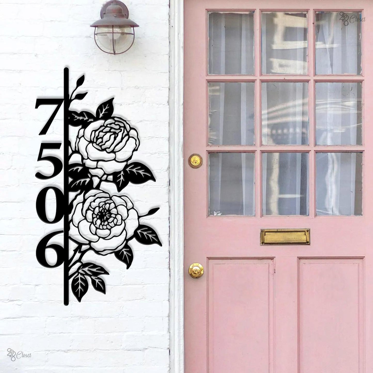 Floral Metal House Number Sign, Custom Vertical Address Sign, Vertical House Number, Gift for family, Address sign, House number, Home decor
