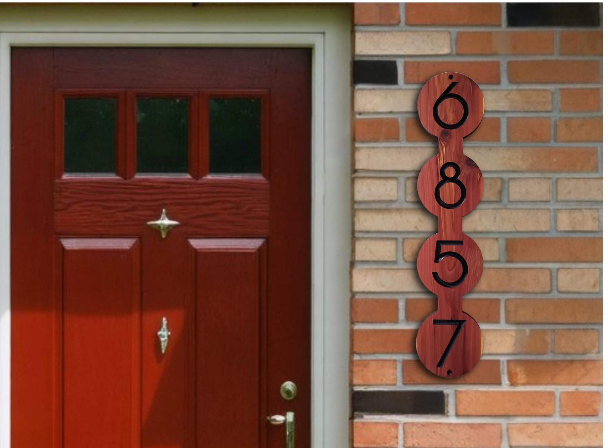 Modern Address Sign, Vertical Custom Carved Wood House Number Plaque, Mid Century Modern Style, Art Deco Home Address Plaque, Contemporary