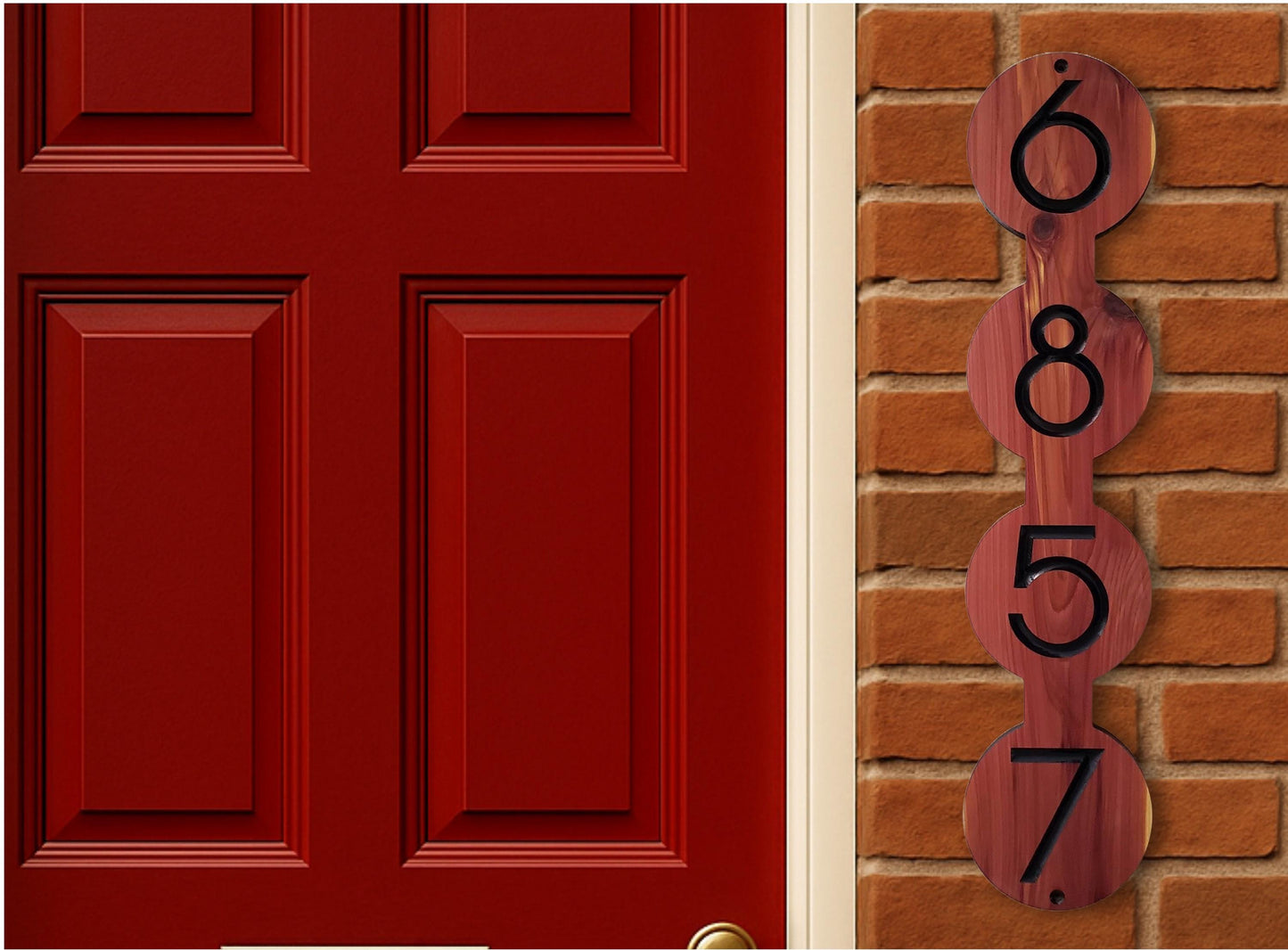 Modern Address Sign, Vertical Custom Carved Wood House Number Plaque, Mid Century Modern Style, Art Deco Home Address Plaque, Contemporary