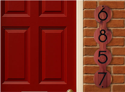 Modern Address Sign, Vertical Custom Carved Wood House Number Plaque, Mid Century Modern Style, Art Deco Home Address Plaque, Contemporary