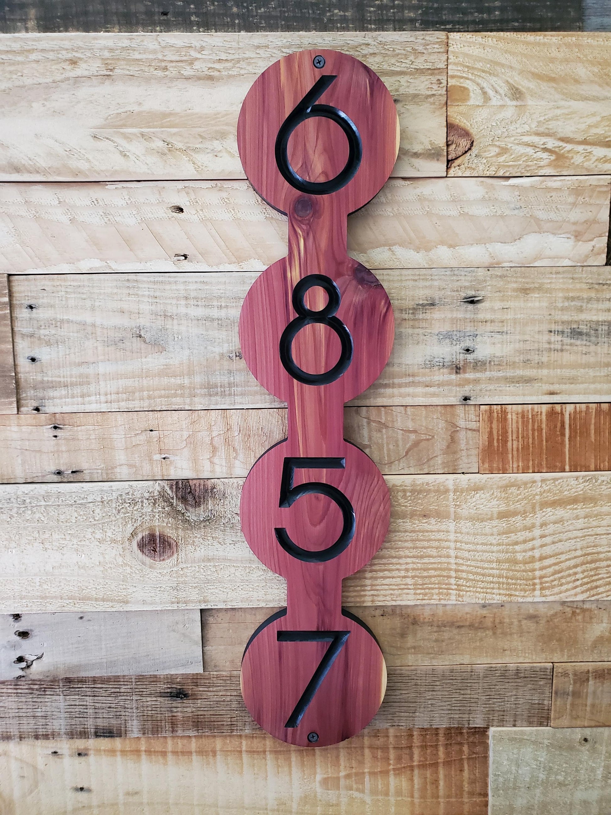 Modern Address Sign, Vertical Custom Carved Wood House Number Plaque, Mid Century Modern Style, Art Deco Home Address Plaque, Contemporary