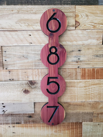 Modern Address Sign, Vertical Custom Carved Wood House Number Plaque, Mid Century Modern Style, Art Deco Home Address Plaque, Contemporary