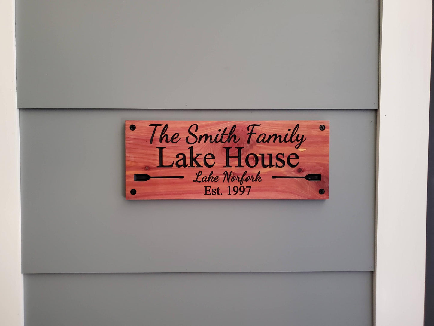 Custom Lake House Sign, Outdoor Personalized Family Name Wooden Plaque, Exterior Interior Lakehouse Décor, Nautical Cabin Retreat Sign
